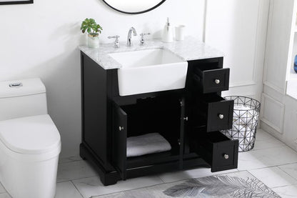 Elegant Furniture & Lighting - Franklin 36 inch Single bathroom vanity in black - VF60236BK veiw 4