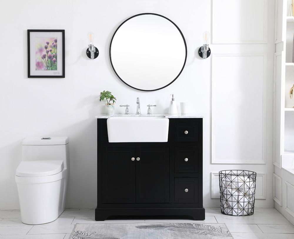 Elegant Furniture & Lighting - Franklin 36 inch Single bathroom vanity in black - VF60236BK veiw 5