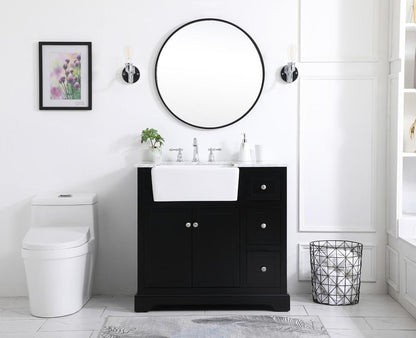 Elegant Furniture & Lighting - Franklin 36 inch Single bathroom vanity in black - VF60236BK veiw 5