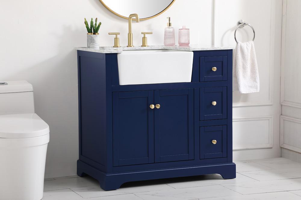 Elegant Furniture & Lighting - Franklin 36 inch Single bathroom vanity in blue - VF60236BL veiw 3