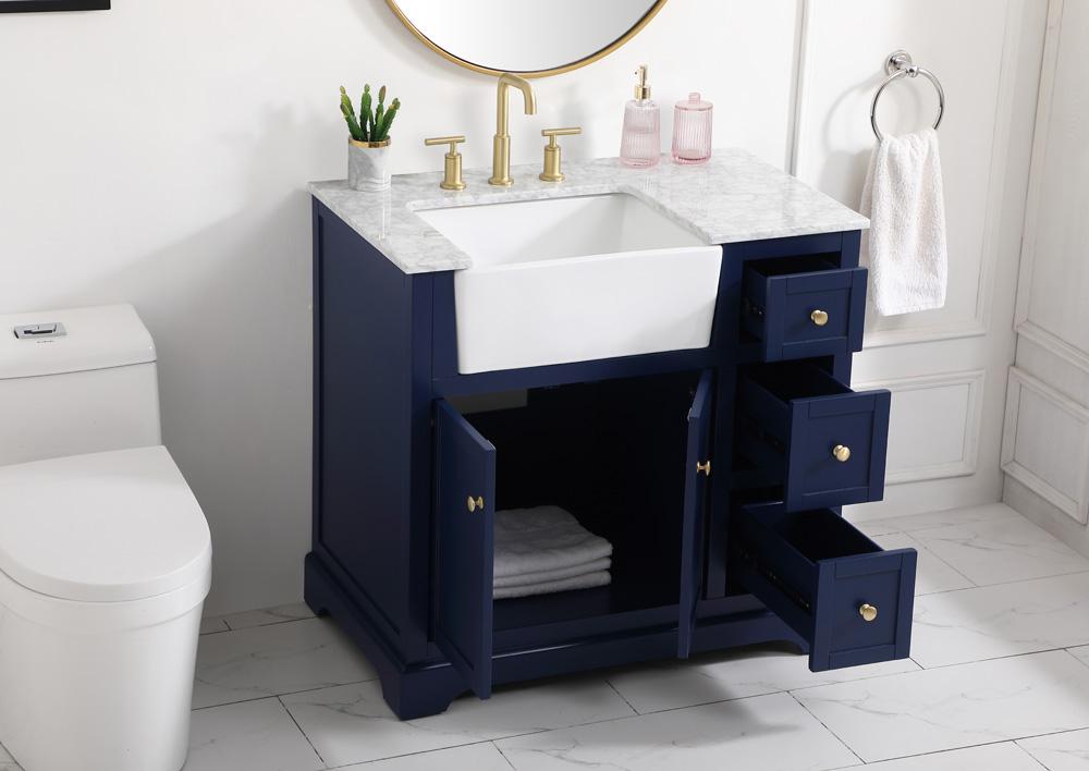 Elegant Furniture & Lighting - Franklin 36 inch Single bathroom vanity in blue - VF60236BL veiw 4