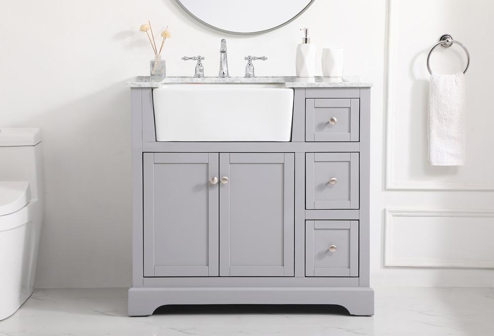 Elegant Furniture & Lighting - Franklin 36 inch Single bathroom vanity in grey - VF60236GR veiw 2