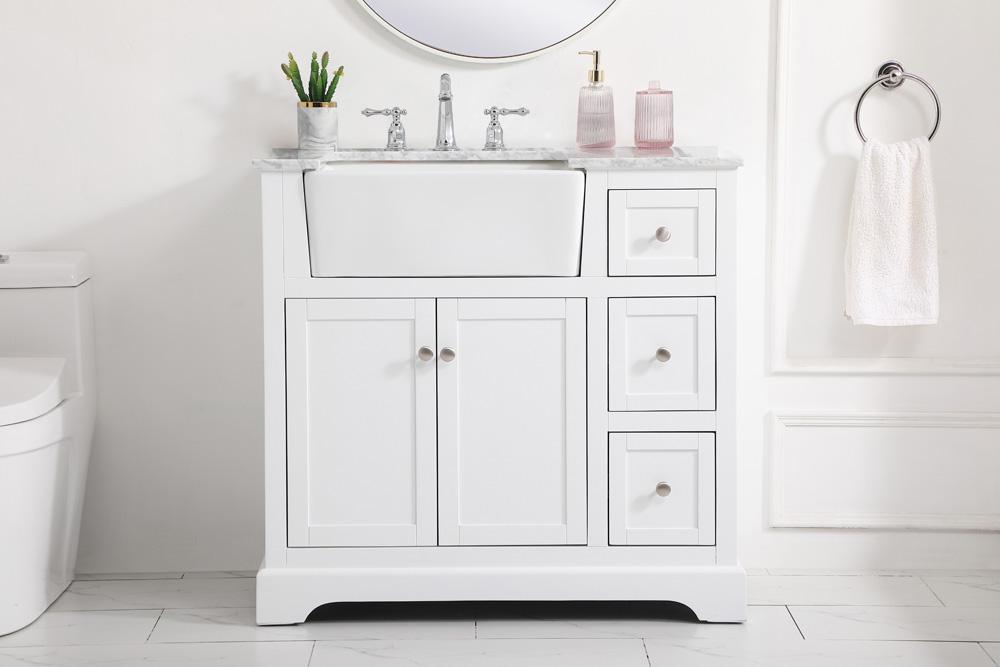 Elegant Furniture & Lighting - Franklin 36 inch Single bathroom vanity in white - VF60236WH veiw 2