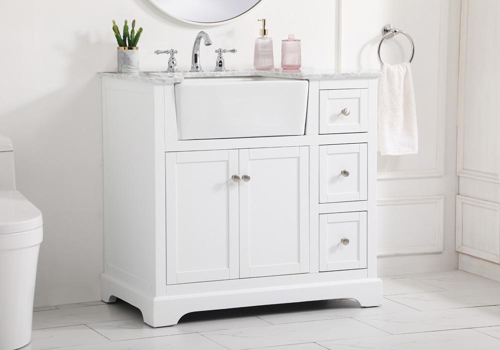 Elegant Furniture & Lighting - Franklin 36 inch Single bathroom vanity in white - VF60236WH veiw 3