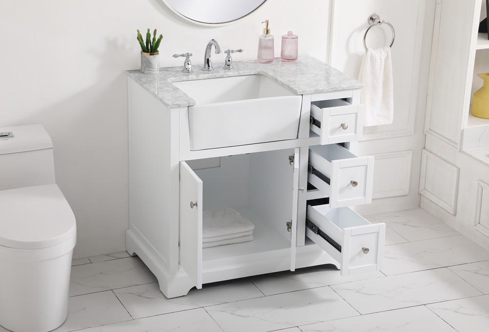 Elegant Furniture & Lighting - Franklin 36 inch Single bathroom vanity in white - VF60236WH veiw 4