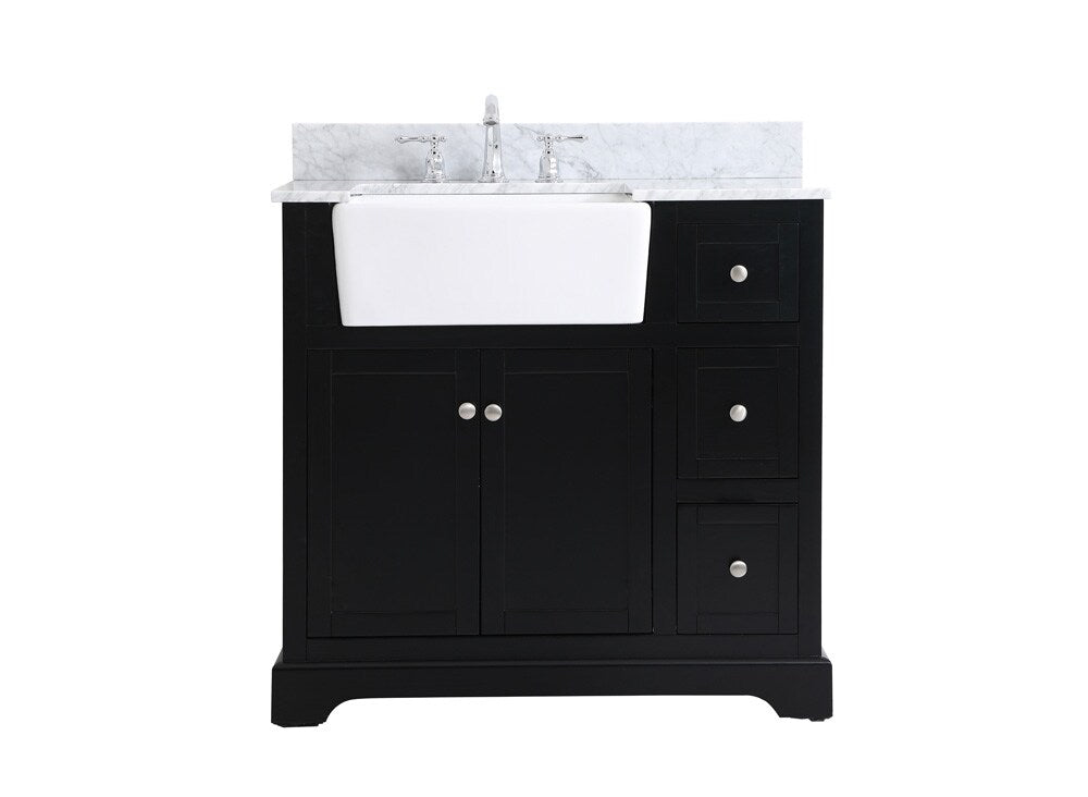 Elegant Furniture & Lighting - Franklin 36 inch Single bathroom vanity in black with backsplash - VF60236BK-BS veiw 1