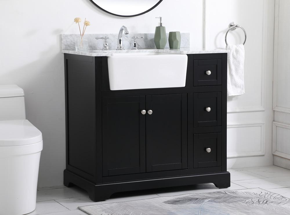 Elegant Furniture & Lighting - Franklin 36 inch Single bathroom vanity in black with backsplash - VF60236BK-BS veiw 3