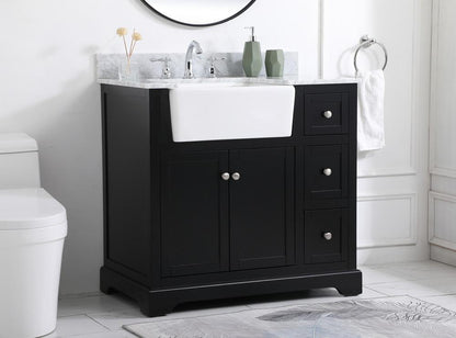 Elegant Furniture & Lighting - Franklin 36 inch Single bathroom vanity in black with backsplash - VF60236BK-BS veiw 3