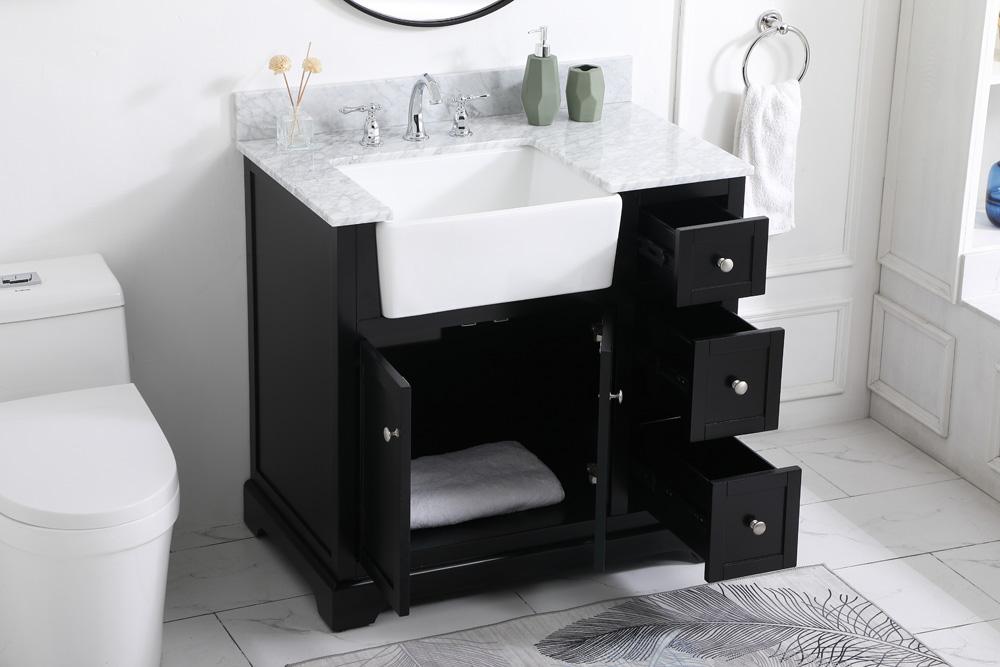 Elegant Furniture & Lighting - Franklin 36 inch Single bathroom vanity in black with backsplash - VF60236BK-BS veiw 4