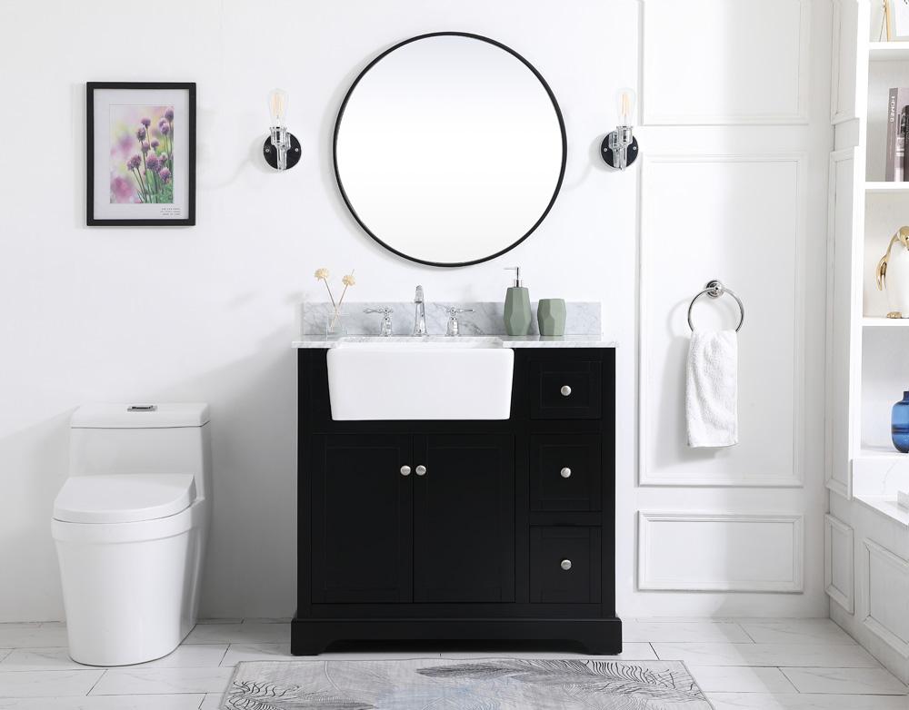 Elegant Furniture & Lighting - Franklin 36 inch Single bathroom vanity in black with backsplash - VF60236BK-BS veiw 5