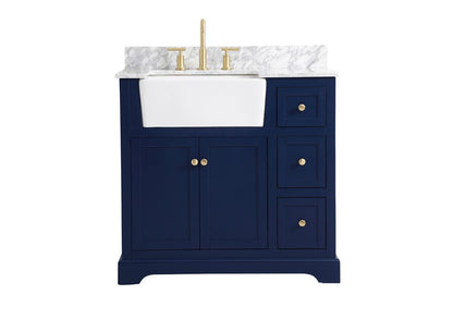 Elegant Furniture & Lighting - Franklin 36 inch Single bathroom vanity in blue with backsplash - VF60236BL-BS veiw 1