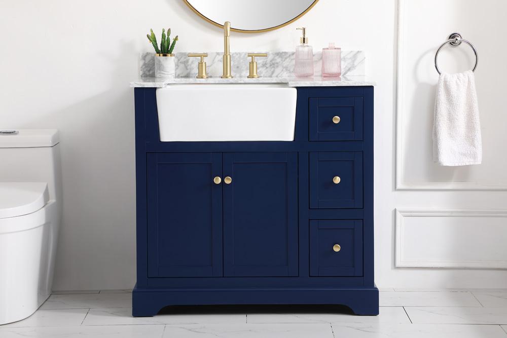 Elegant Furniture & Lighting - Franklin 36 inch Single bathroom vanity in blue with backsplash - VF60236BL-BS veiw 2