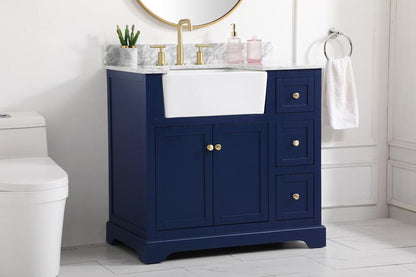 Elegant Furniture & Lighting - Franklin 36 inch Single bathroom vanity in blue with backsplash - VF60236BL-BS veiw 3