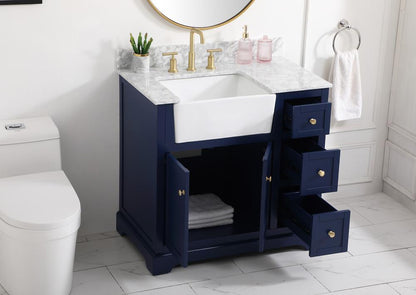 Elegant Furniture & Lighting - Franklin 36 inch Single bathroom vanity in blue with backsplash - VF60236BL-BS veiw 4