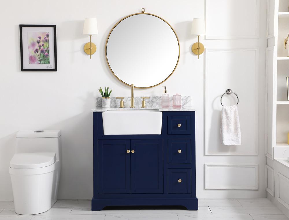 Elegant Furniture & Lighting - Franklin 36 inch Single bathroom vanity in blue with backsplash - VF60236BL-BS veiw 5