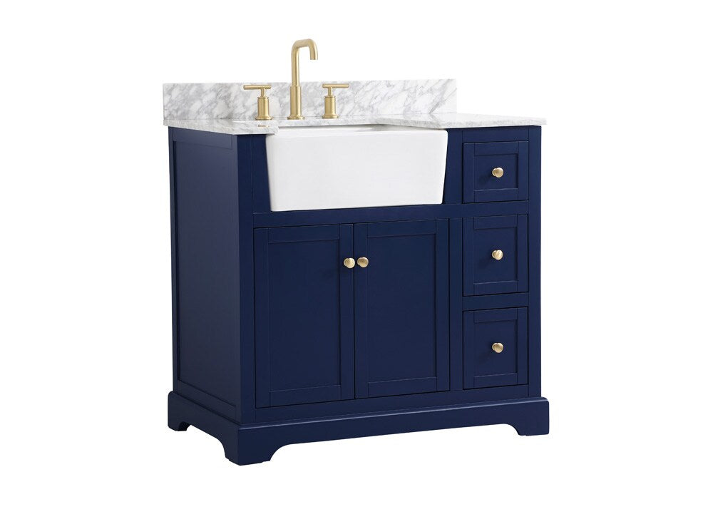 Elegant Furniture & Lighting - Franklin 36 inch Single bathroom vanity in blue with backsplash - VF60236BL-BS veiw 8