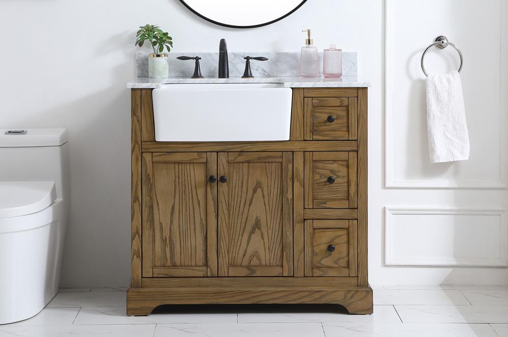 Elegant Furniture & Lighting - Franklin 36 inch Single bathroom vanity in driftwood with backsplash - VF60236DW-BS veiw 2