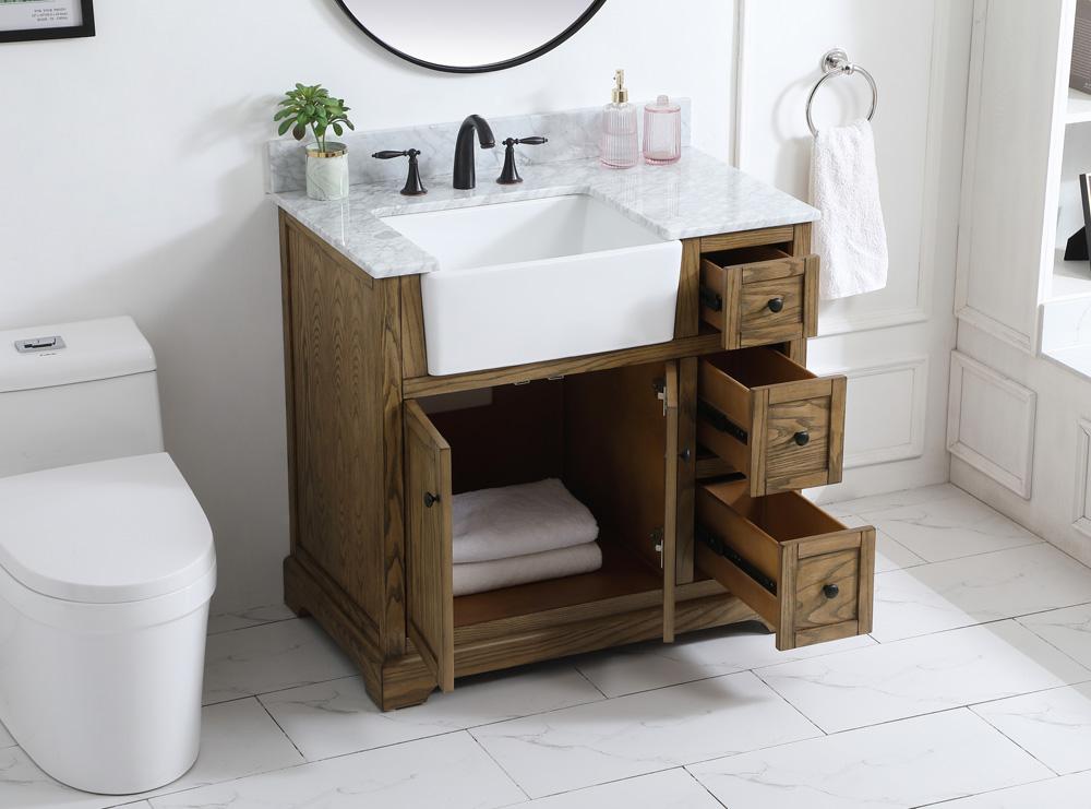 Elegant Furniture & Lighting - Franklin 36 inch Single bathroom vanity in driftwood with backsplash - VF60236DW-BS veiw 4