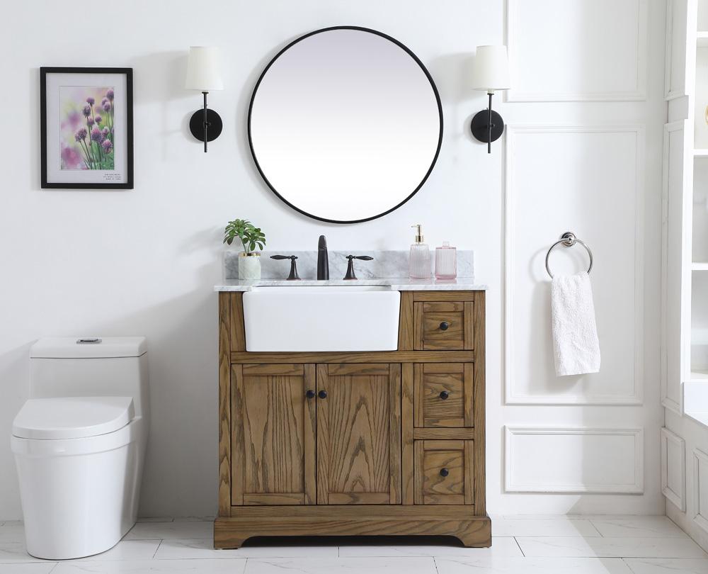 Elegant Furniture & Lighting - Franklin 36 inch Single bathroom vanity in driftwood with backsplash - VF60236DW-BS veiw 5