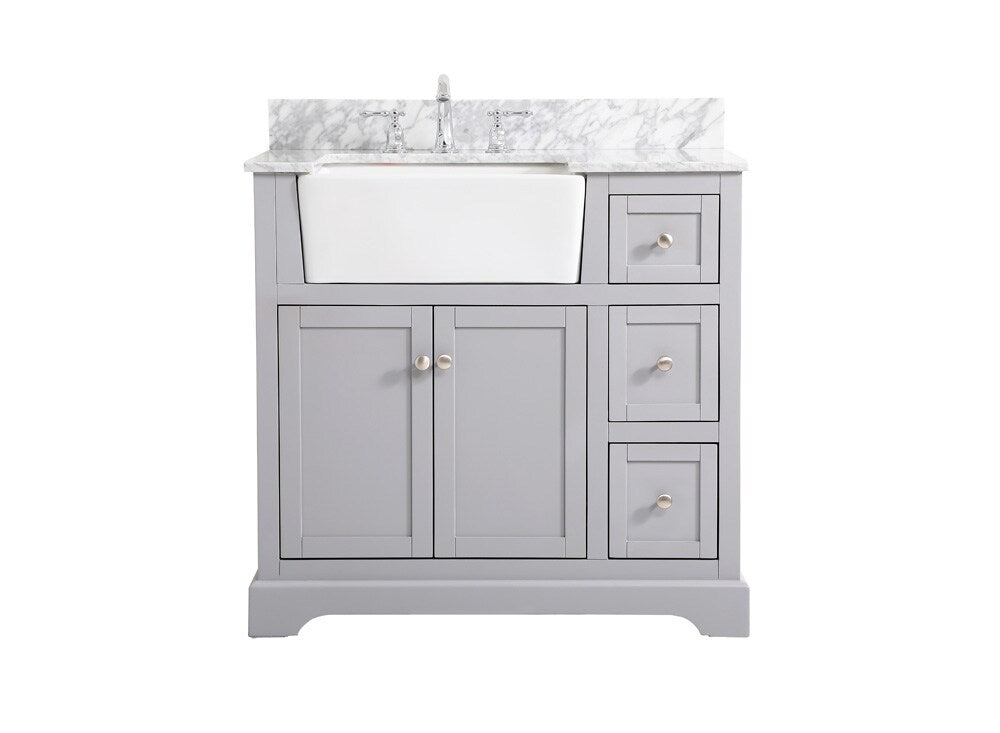 Elegant Furniture & Lighting - Franklin 36 inch Single bathroom vanity in grey with backsplash - VF60236GR-BS veiw 1