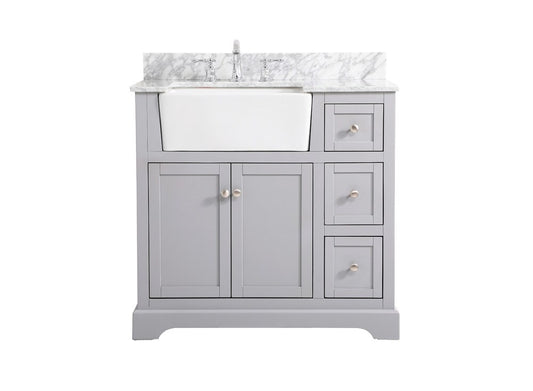 Elegant Furniture & Lighting - Franklin 36 inch Single bathroom vanity in grey with backsplash - VF60236GR-BS veiw 1