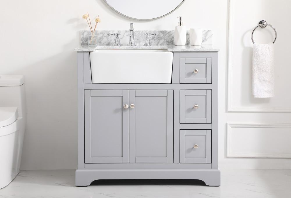 Elegant Furniture & Lighting - Franklin 36 inch Single bathroom vanity in grey with backsplash - VF60236GR-BS veiw 2