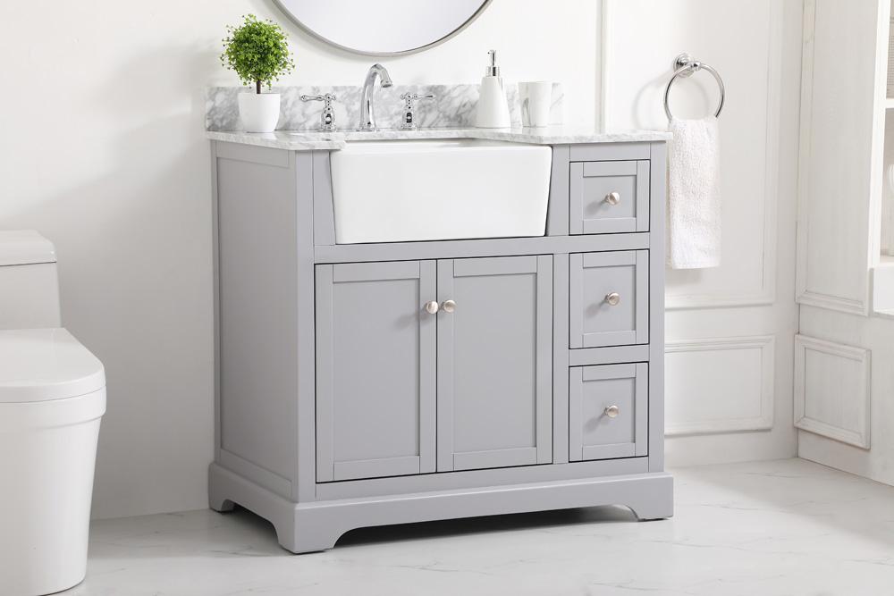 Elegant Furniture & Lighting - Franklin 36 inch Single bathroom vanity in grey with backsplash - VF60236GR-BS veiw 3