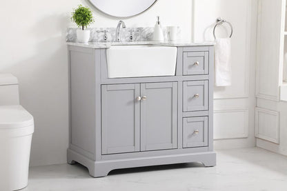 Elegant Furniture & Lighting - Franklin 36 inch Single bathroom vanity in grey with backsplash - VF60236GR-BS veiw 3