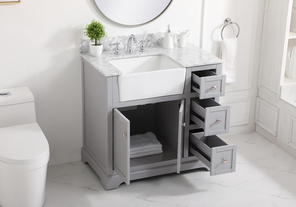 Elegant Furniture & Lighting - Franklin 36 inch Single bathroom vanity in grey with backsplash - VF60236GR-BS veiw 4