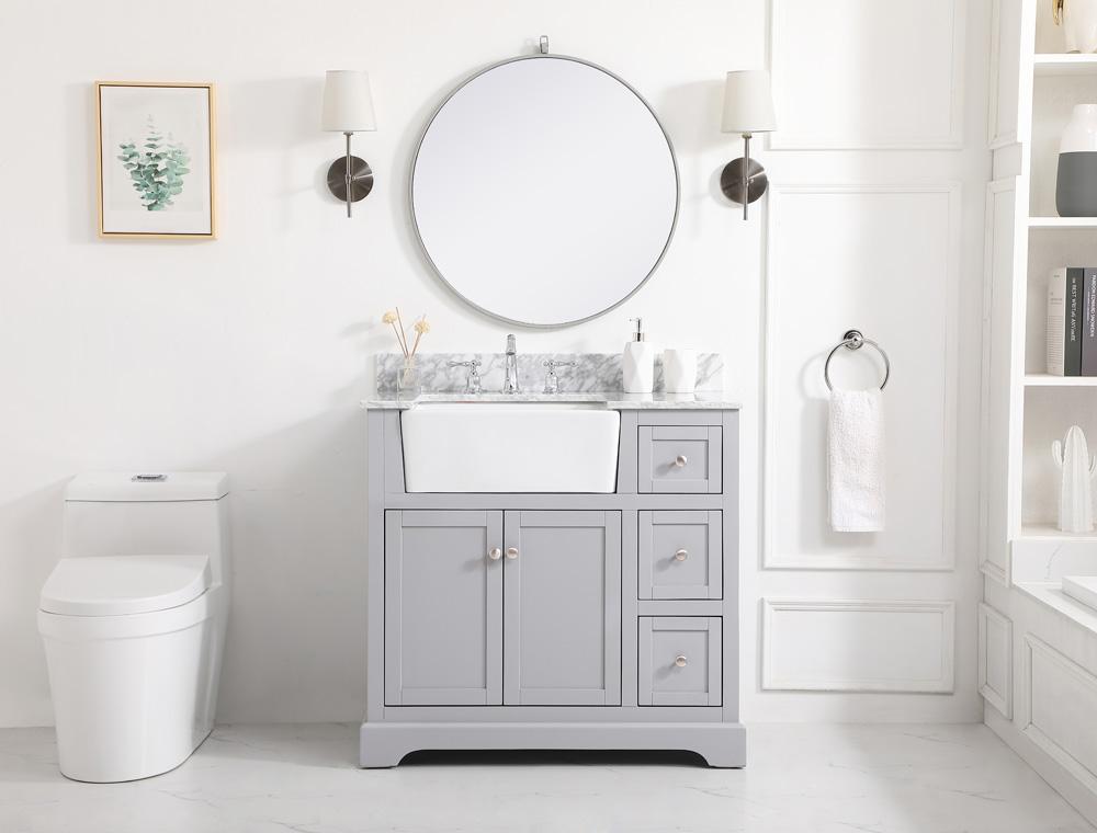 Elegant Furniture & Lighting - Franklin 36 inch Single bathroom vanity in grey with backsplash - VF60236GR-BS veiw 5