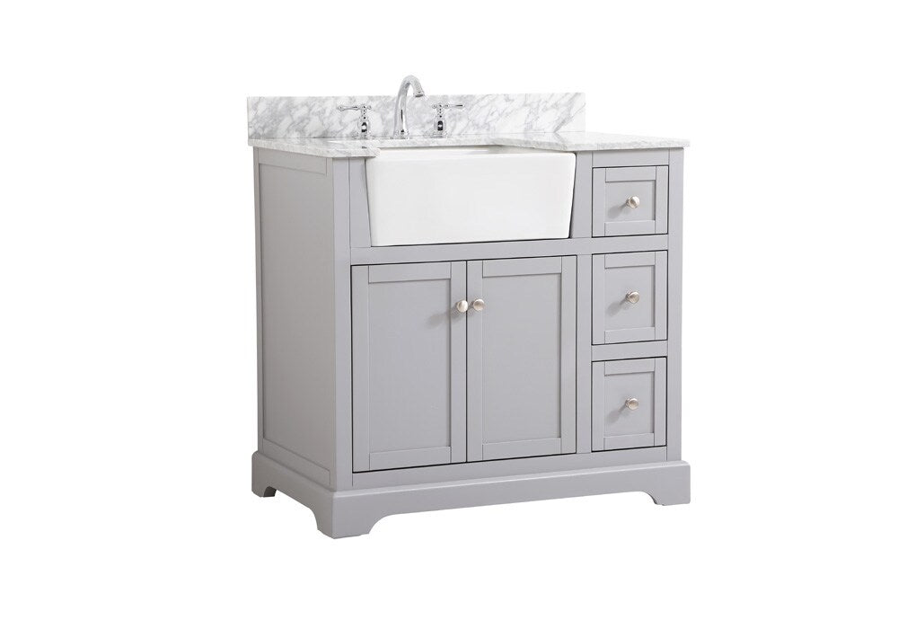 Elegant Furniture & Lighting - Franklin 36 inch Single bathroom vanity in grey with backsplash - VF60236GR-BS veiw 8