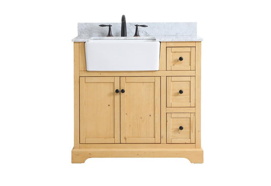 Elegant Furniture & Lighting - Franklin 36 inch Single bathroom vanity in natural wood with backsplash - VF60236NW-BS veiw 1