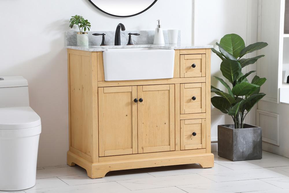 Elegant Furniture & Lighting - Franklin 36 inch Single bathroom vanity in natural wood with backsplash - VF60236NW-BS veiw 3
