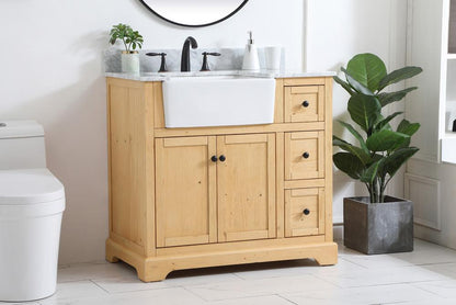 Elegant Furniture & Lighting - Franklin 36 inch Single bathroom vanity in natural wood with backsplash - VF60236NW-BS veiw 3