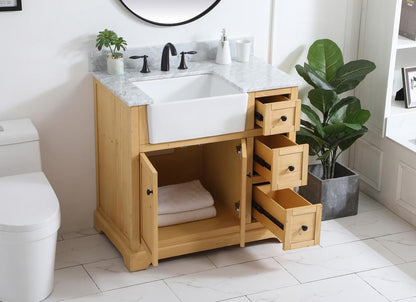 Elegant Furniture & Lighting - Franklin 36 inch Single bathroom vanity in natural wood with backsplash - VF60236NW-BS veiw 4