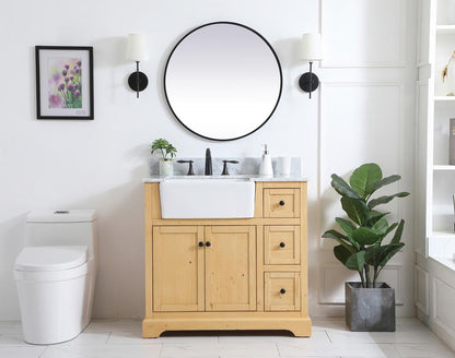 Elegant Furniture & Lighting - Franklin 36 inch Single bathroom vanity in natural wood with backsplash - VF60236NW-BS veiw 5
