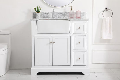 Elegant Furniture & Lighting - Franklin 36 inch Single bathroom vanity in white with backsplash - VF60236WH-BS veiw 2