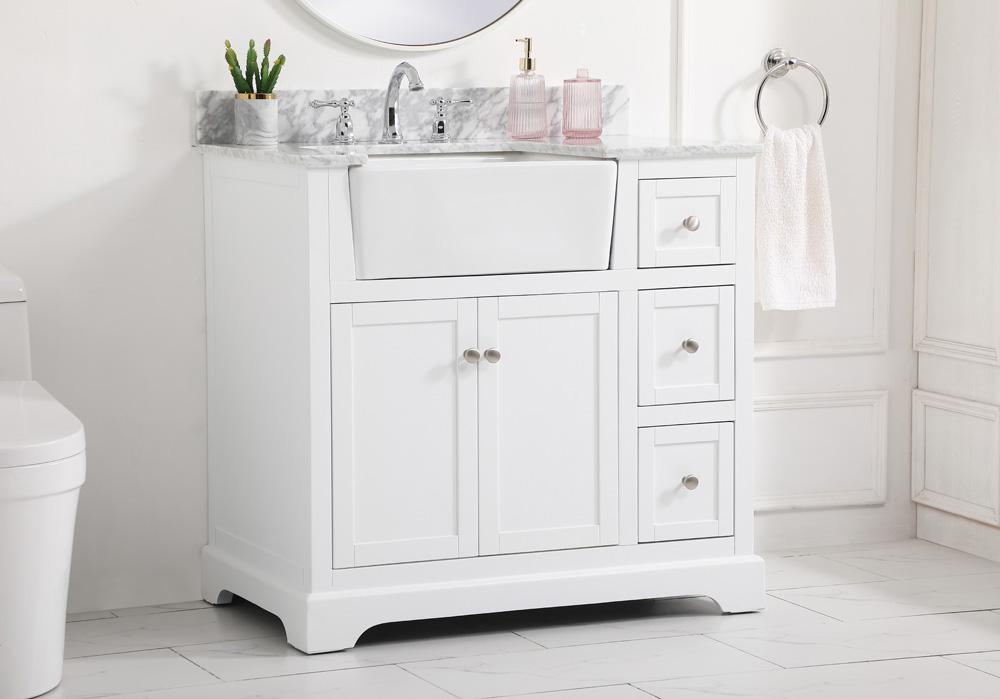 Elegant Furniture & Lighting - Franklin 36 inch Single bathroom vanity in white with backsplash - VF60236WH-BS veiw 3