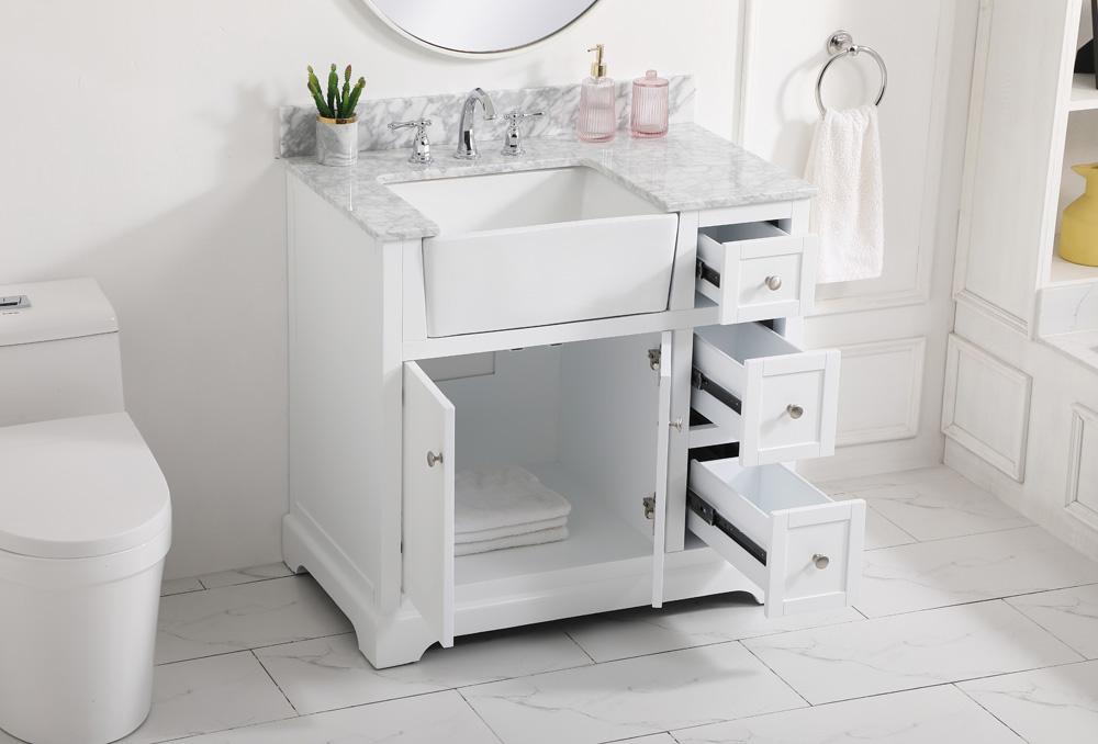 Elegant Furniture & Lighting - Franklin 36 inch Single bathroom vanity in white with backsplash - VF60236WH-BS veiw 4