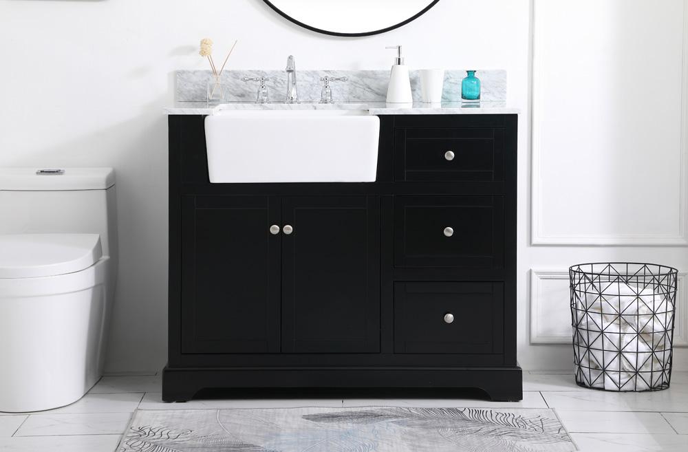 Elegant Furniture & Lighting - Franklin 42 inch Single bathroom vanity in black with backsplash - VF60242BK-BS veiw 2