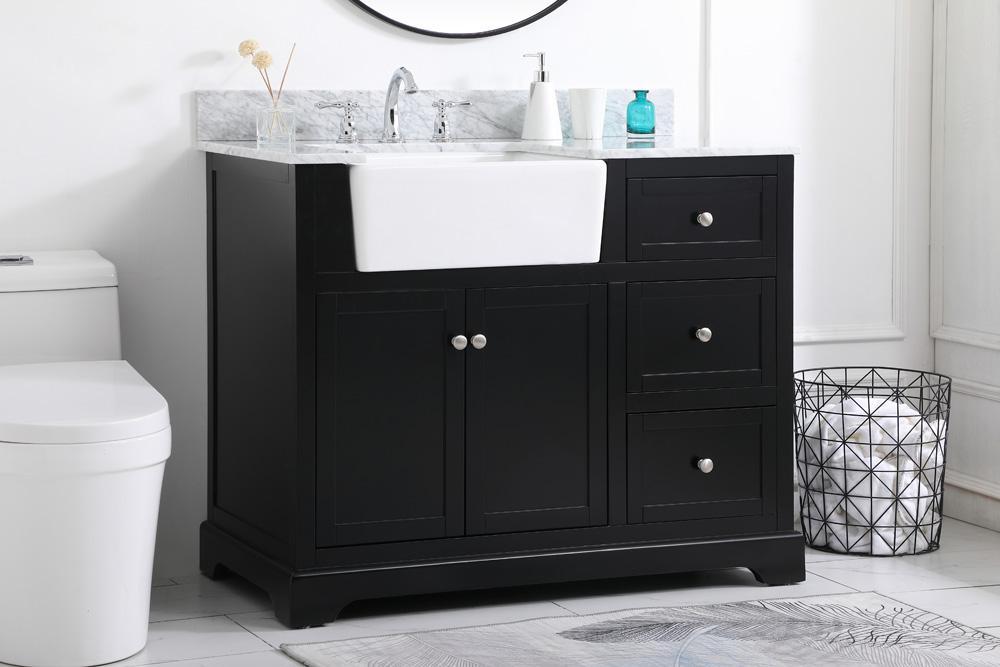 Elegant Furniture & Lighting - Franklin 42 inch Single bathroom vanity in black with backsplash - VF60242BK-BS veiw 3