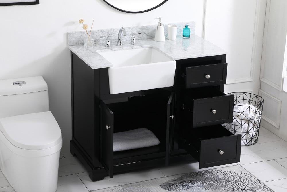 Elegant Furniture & Lighting - Franklin 42 inch Single bathroom vanity in black with backsplash - VF60242BK-BS veiw 4