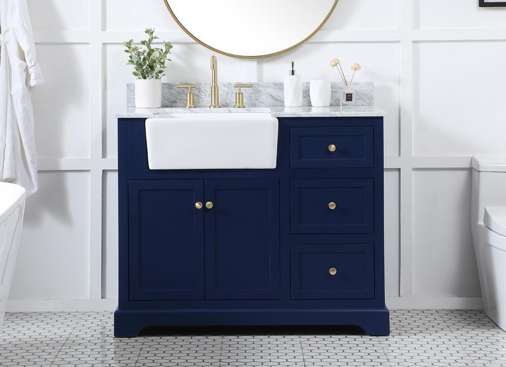 Elegant Furniture & Lighting - Franklin 42 inch Single bathroom vanity in blue with backsplash - VF60242BL-BS veiw 2