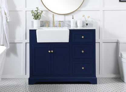 Elegant Furniture & Lighting - Franklin 42 inch Single bathroom vanity in blue with backsplash - VF60242BL-BS veiw 2
