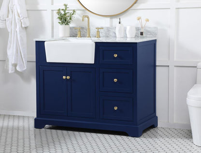 Elegant Furniture & Lighting - Franklin 42 inch Single bathroom vanity in blue with backsplash - VF60242BL-BS veiw 3