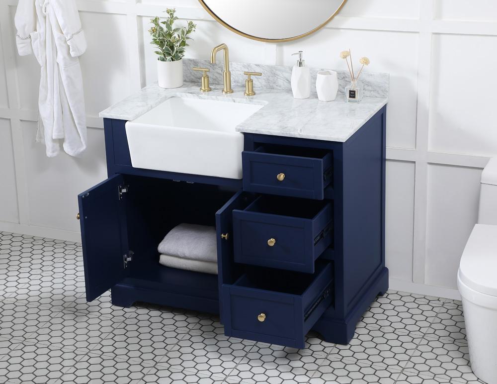 Elegant Furniture & Lighting - Franklin 42 inch Single bathroom vanity in blue with backsplash - VF60242BL-BS veiw 4