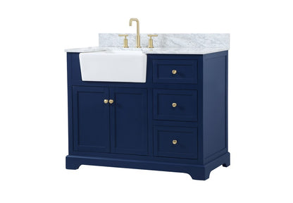 Elegant Furniture & Lighting - Franklin 42 inch Single bathroom vanity in blue with backsplash - VF60242BL-BS veiw 8