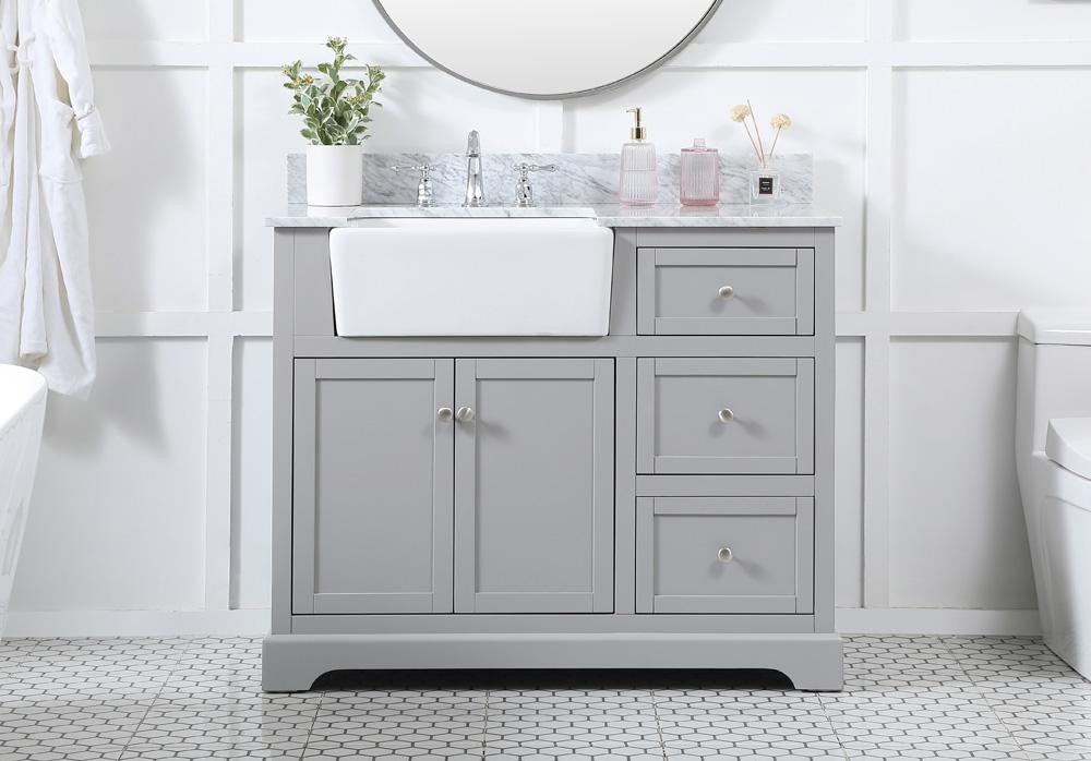 Elegant Furniture & Lighting - Franklin 42 inch Single bathroom vanity in grey with backsplash - VF60242GR-BS veiw 2
