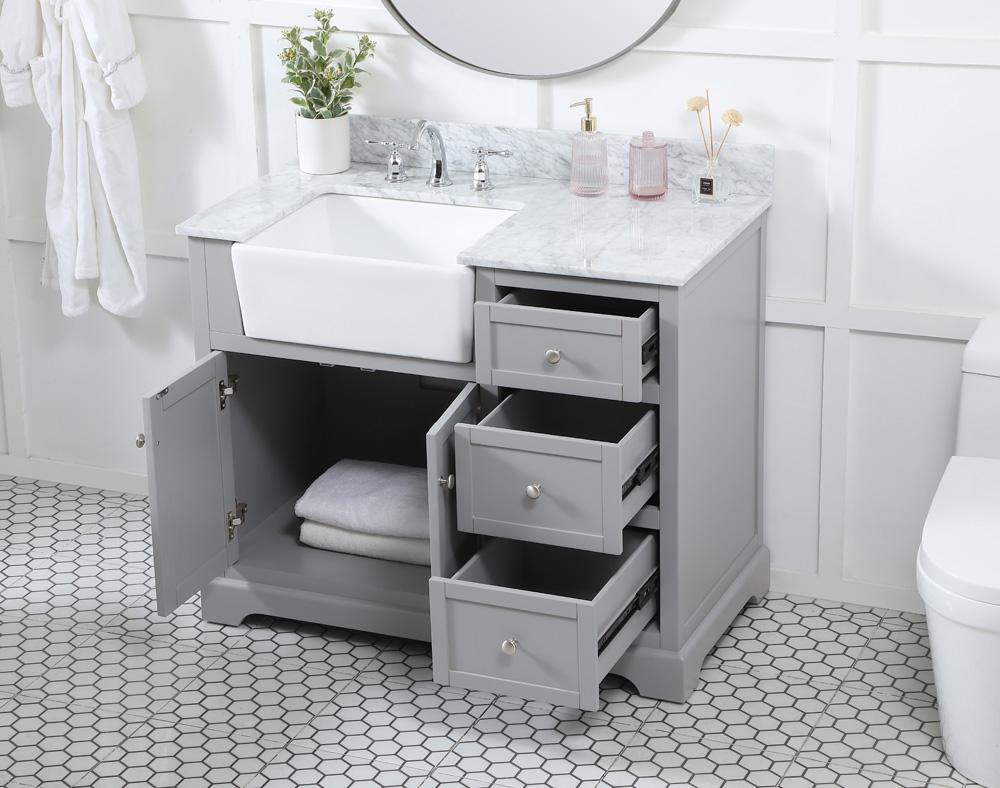 Elegant Furniture & Lighting - Franklin 42 inch Single bathroom vanity in grey with backsplash - VF60242GR-BS veiw 4