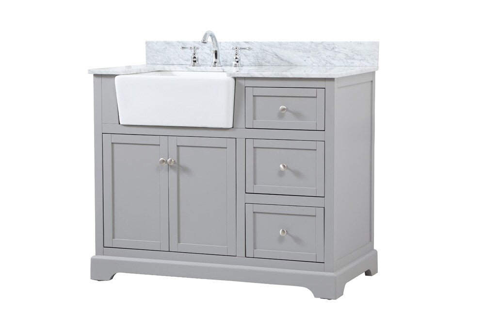 Elegant Furniture & Lighting - Franklin 42 inch Single bathroom vanity in grey with backsplash - VF60242GR-BS veiw 8